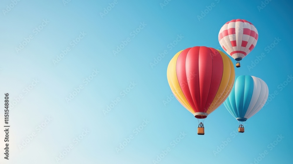 Obraz premium Colorful Hot Air Balloons Against Clear Blue Sky