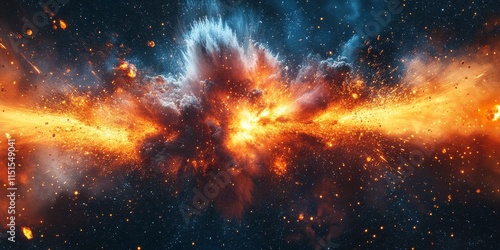 Cosmic explosions merging stars and abstract colors. Generative AI photo