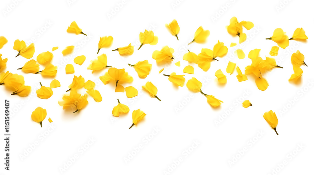 Yellow Flower Petals on White Background for Creative Design Use Yellow Flower Petals on White Background for Creative Design Use