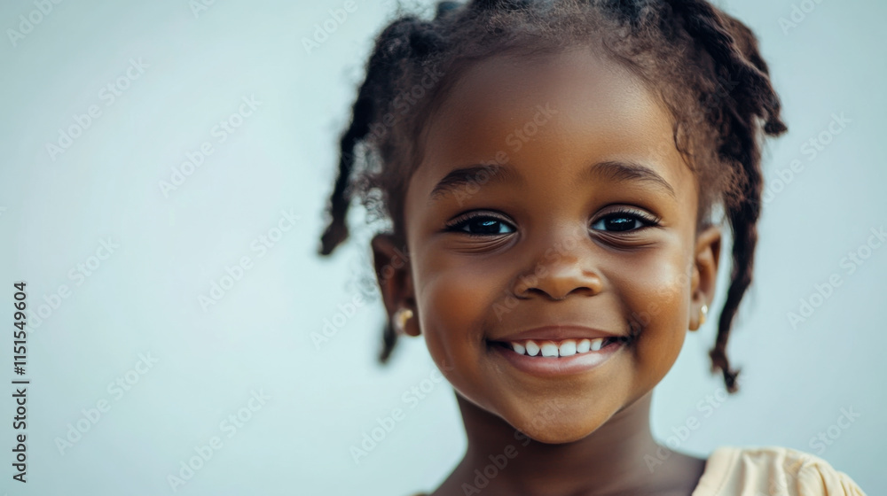 Smiling girl with braided hair enjoys a sunny day outdoors, radiating happiness and joy while wearing a light dress Smiling girl with braided hair enjoys a sunny day outdoors, radiating happiness and joy while wearing a light dress
