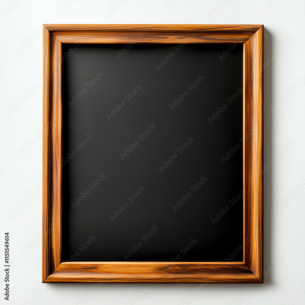 Elegant wooden frame with a blank black canvas, perfect for showcasing artwork or photographs. Elegant wooden frame with a blank black canvas, perfect for showcasing artwork or photographs.