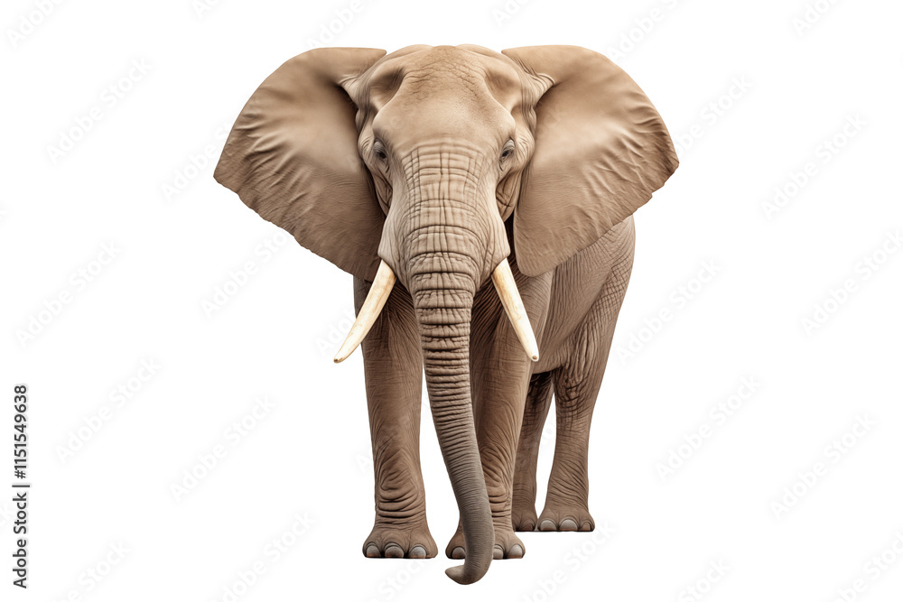 Naklejka premium Majestic Elephant on Transparent Background – Wild Animal Portrait, African and Asian Elephant, Iconic Mammal of Nature and Wildlife, Symbol of Strength, Serenity, and Conservation. Png cut out.