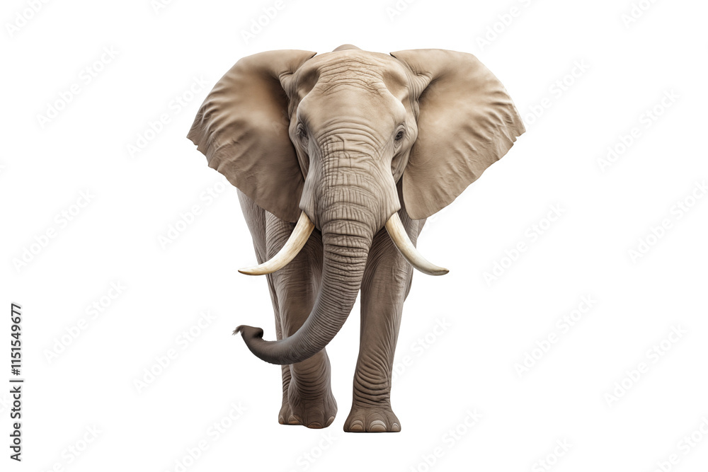 Obraz premium Majestic Elephant on Transparent Background – Wild Animal Portrait, African and Asian Elephant, Iconic Mammal of Nature and Wildlife, Symbol of Strength, Serenity, and Conservation. Png cut out.