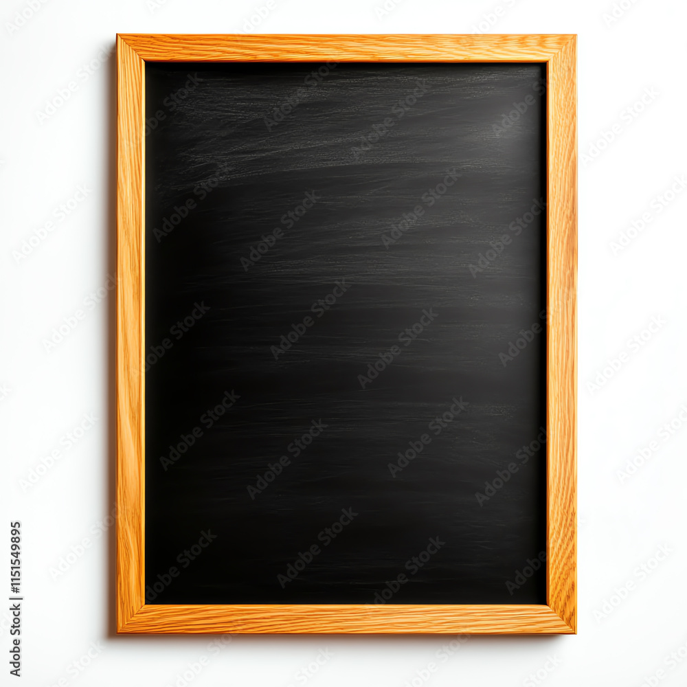 Fototapeta premium Empty chalkboard in a wooden frame, perfect for writing notes or drawings.