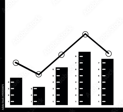 vector illustration black and white icon statistical graph