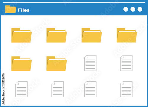 vector illustration window explorer with folder and file computer system