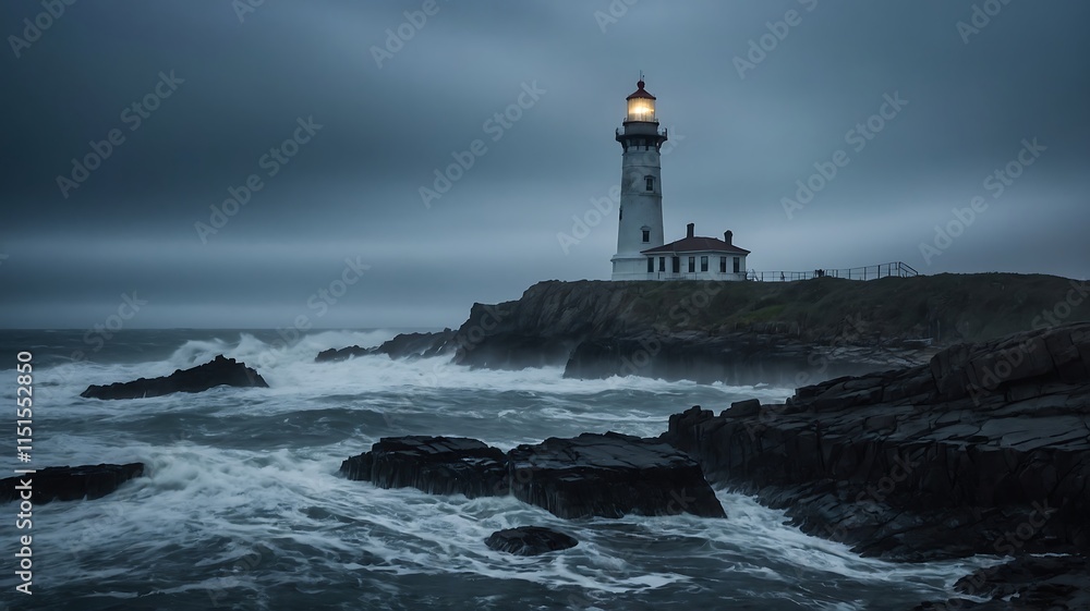 Lighthouse Guiding Through Stormy Seas Lighthouse Guiding Through Stormy Seas