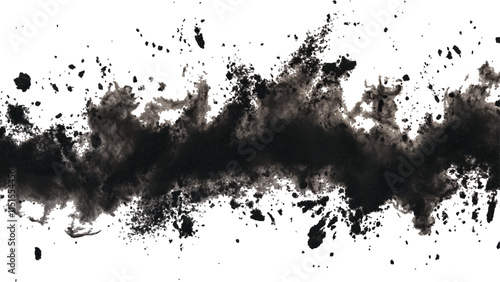 Black powder explosion on white background. Black chalk powder explosion on white background. 