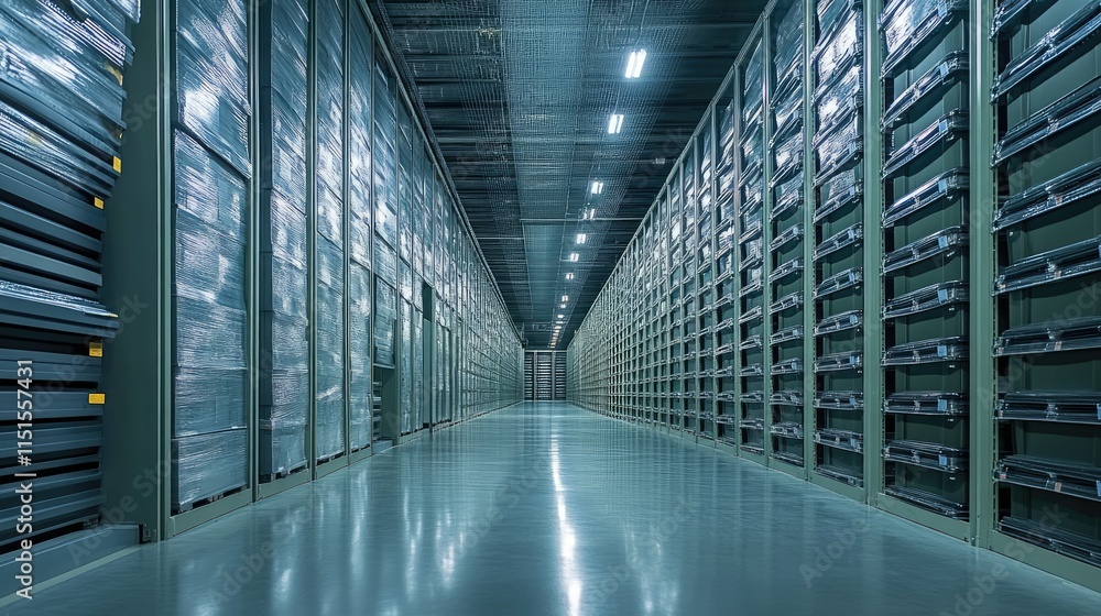 Inside a Modern Data Center: Server Room with Data Storage Inside a Modern Data Center: Server Room with Data Storage