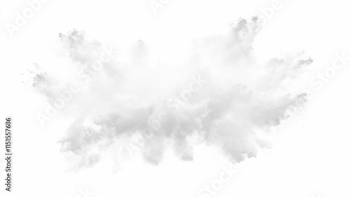 White powder explosion white background. Abstract powder splatted on white background, freeze motion of white powder exploding or throwing white powder.	
