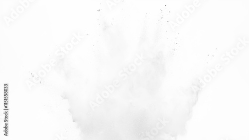 White Powder Explosion, Bright white paint color powder explosion. White powder explosion cloud against white background. White dust particle splash. 
