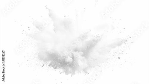 White paint color powder explosion. Bright white paint color powder festival explosion burst isolated white background. Abstract explosion white background.