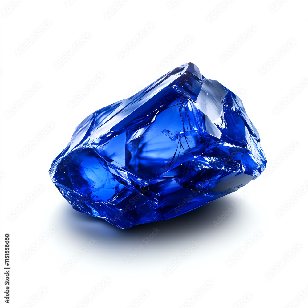 Shiny blue gemstone on white isolated background, showcasing intricate facets and vivid color, ideal for design projects and illustrations. Shiny blue gemstone on white isolated background, showcasing intricate facets and vivid color, ideal for design projects and illustrations.