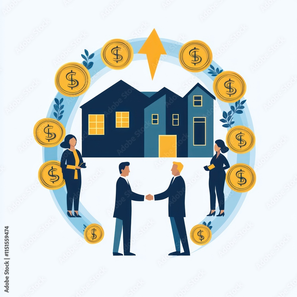 Real estate deal closing, handshake, investment. Real estate deal closing, handshake, investment.