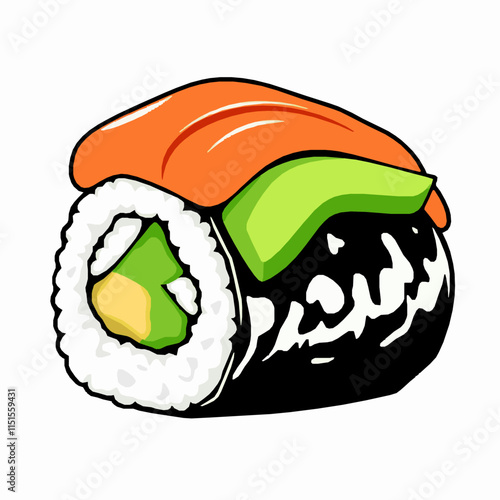 sushi platter outline vector illustration with rolls and sashimi