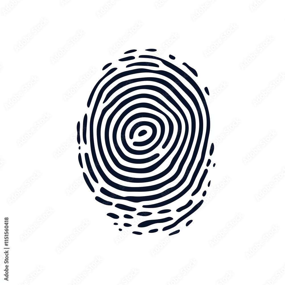 Stylized fingerprint illustration on white background, perfect for identity or security themes. Stylized fingerprint illustration on white background, perfect for identity or security themes.