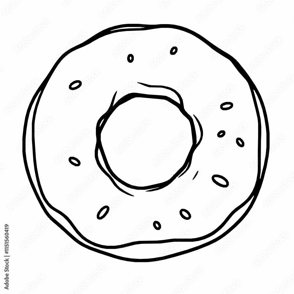 doughnut outline vector illustration with frosting and center hole doughnut outline vector illustration with frosting and center hole