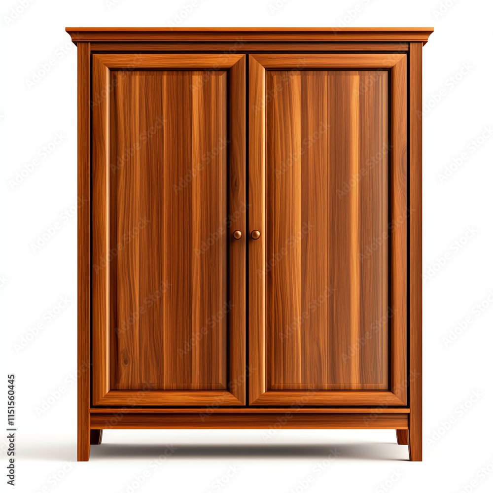 Stylish wooden cabinet with a smooth finish, perfect for home decor, isolated on a white background. Stylish wooden cabinet with a smooth finish, perfect for home decor, isolated on a white background.