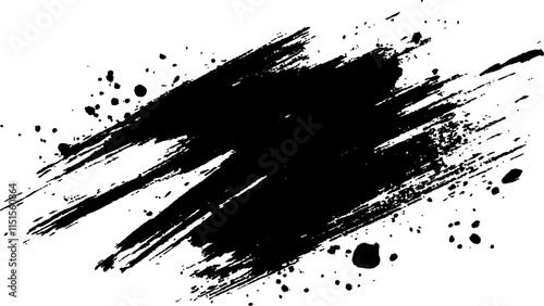 Simple black brush strokes on a white background. White paint brushes on a black background texture. Abstract black in splash, paint, brush strokes, stain grunge isolated on white background, 