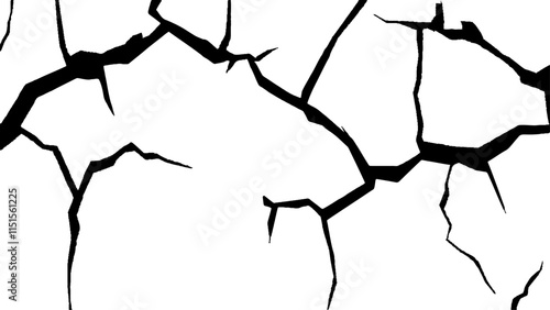 Crack texture lines isolated on transparent background. Cracked white background wall crack texture distressed cracked surface grunge wall cracked pattern on white and transparent background.