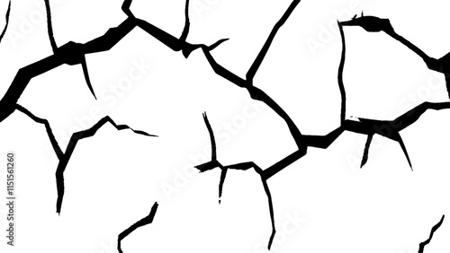 Crack texture lines isolated on transparent background. Cracked white background wall crack texture distressed cracked surface grunge wall cracked pattern on white and transparent background.