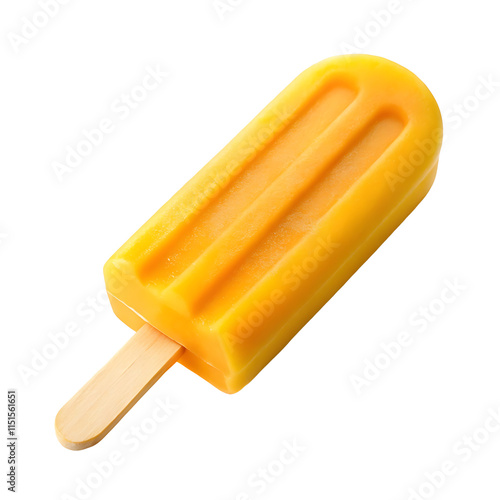 yellow mango flavored popsicle isolated on transparent background
