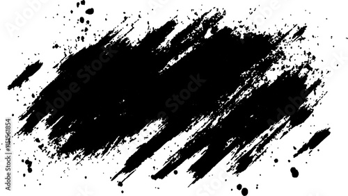 Simple black brush strokes on a white background. White paint brushes on a black background texture. Abstract black in splash, paint, brush strokes, stain grunge isolated on white background, 