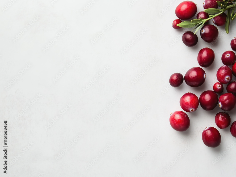 Vibrant Red Fresh Cranberries on a Clean White Surface: A Festive Touch for Seasonal Dishes and Stunning Presentations Vibrant Red Fresh Cranberries on a Clean White Surface: A Festive Touch for Seasonal Dishes and Stunning Presentations