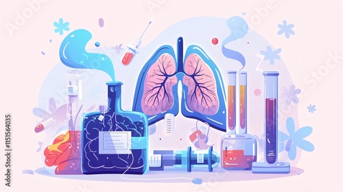 Innovative Lung Disease Vector Illustration Set for Medical Concepts photo