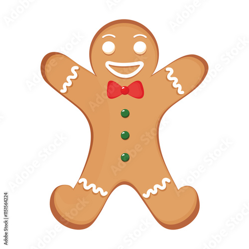 Gingerbread man sweet cookie isolated on white background. Christmas elements. Vector illustration eps.