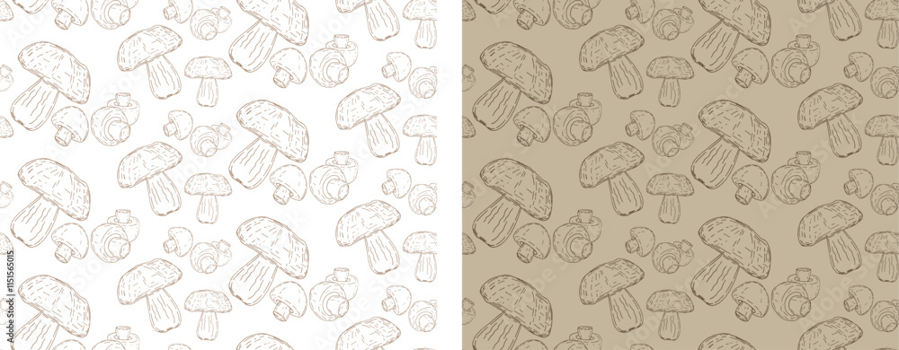 Pattern of hand drawn mushrooms. 100% hand drawn vector image. Pattern of hand drawn mushrooms. 100% hand drawn vector image.
