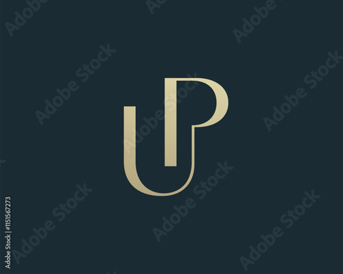 PU or UP letter logo icon design. Classic style luxury initials monogram.
