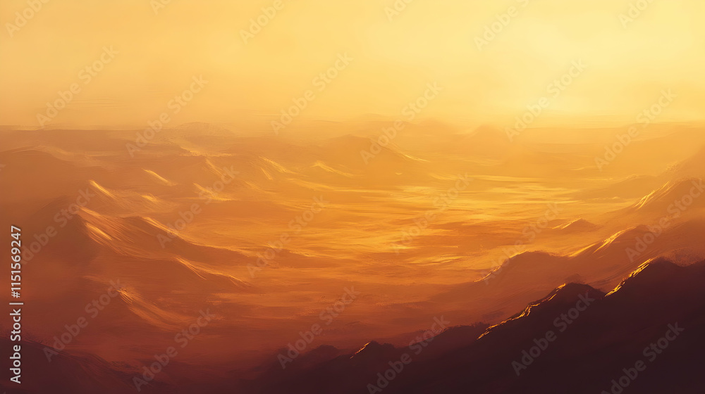 Golden Desert Sunset: A Serene Landscape Panorama Golden Desert Sunset: A Serene Landscape Panorama