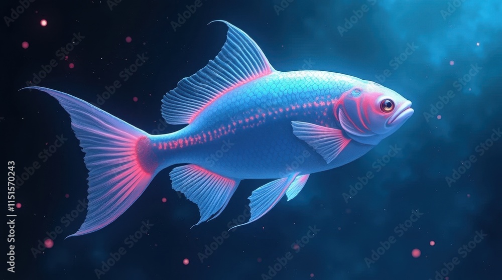 Fototapeta premium Translucent Fish in a Blue Void