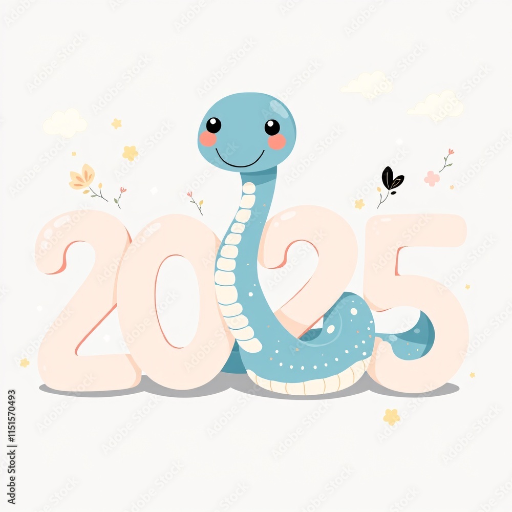 Fototapeta premium Blue snake with 2025