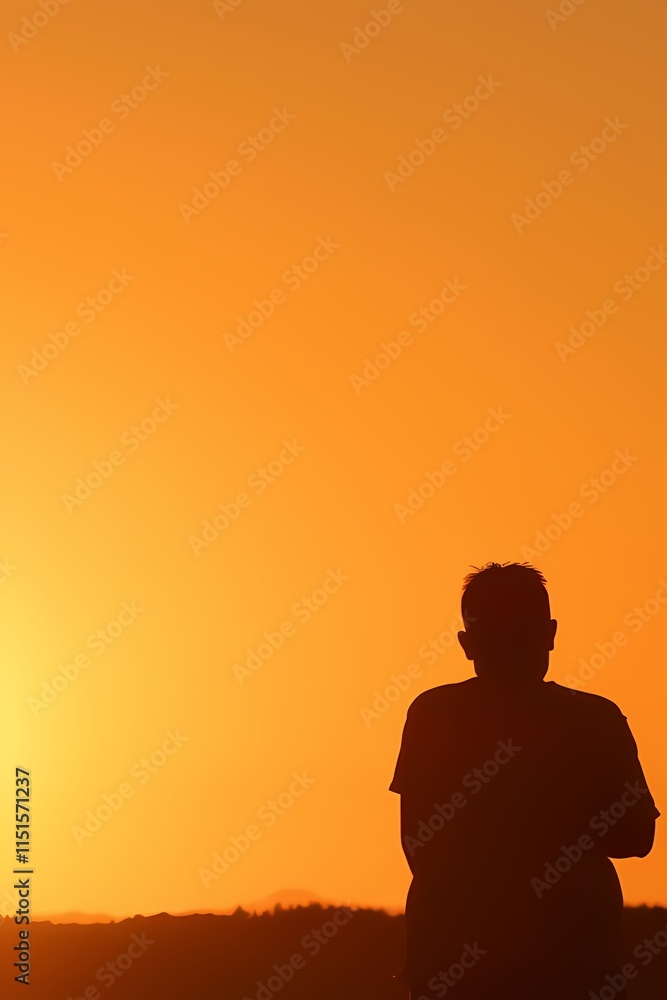 Man watching sunset, peaceful evening scene Man watching sunset, peaceful evening scene