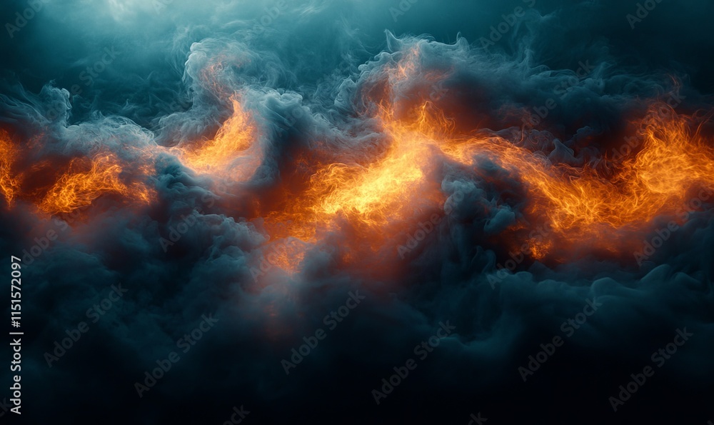 Fototapeta premium Dynamic smoke waves merging into radiant glowing compositions. Generative AI