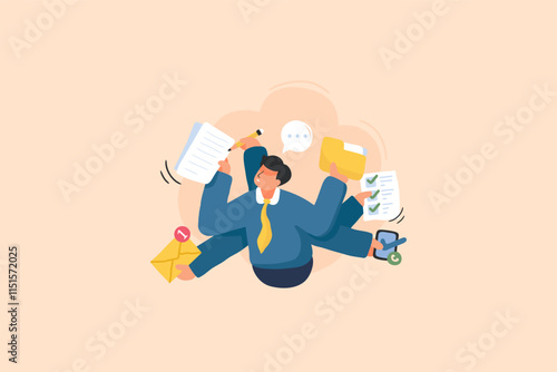 Task Management and Multitasking, professional multitasks with confidence Illustration photo