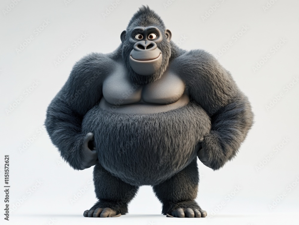 a cartoon gorilla stands on a white background a cartoon gorilla stands on a white background