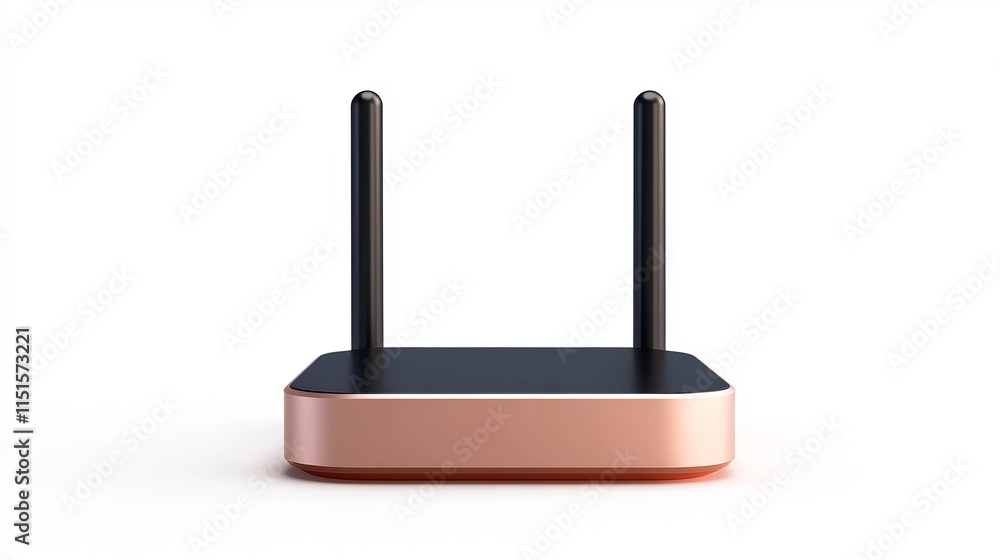 A 3Drendered internet WiFi router sleek and modern isolated on a clean white background A 3Drendered internet WiFi router sleek and modern isolated on a clean white background