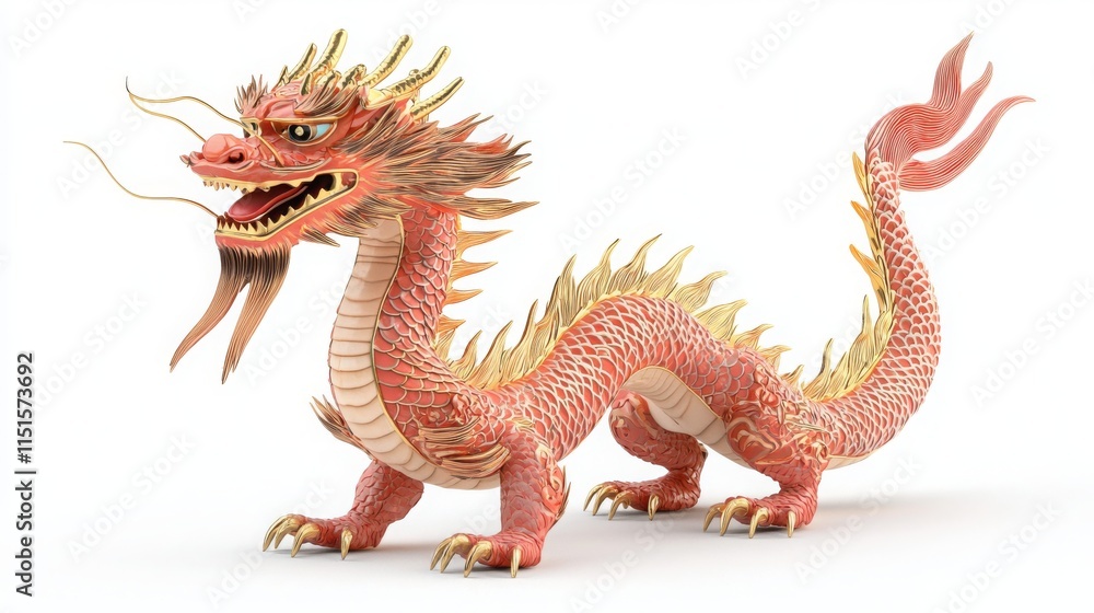 Fototapeta premium Traditional Chinese Dragon on White Background