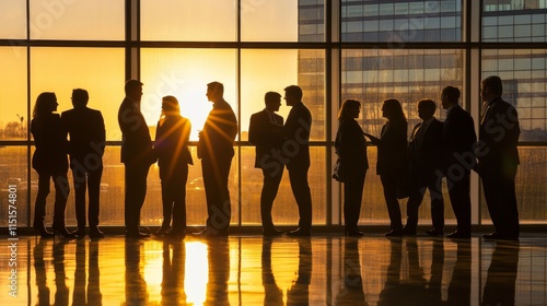 Silhouettes of business professionals in a network connection concept, showcasing a global digital communication theme with abstract technology background and interconnected dots representing collabor