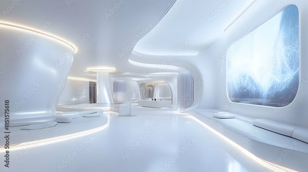 Futuristic White Interior: A Modern Architectural Masterpiece Futuristic White Interior: A Modern Architectural Masterpiece