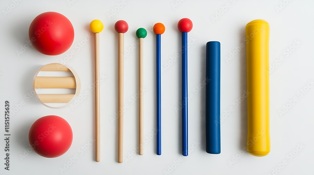 A set of agility tools, including a ball, arranged neatly on a bright white surface for dynamic visuals A set of agility tools, including a ball, arranged neatly on a bright white surface for dynamic visuals