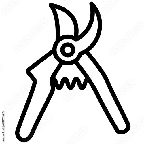 Pruners Icon, Black And White Outline Icon Symbol