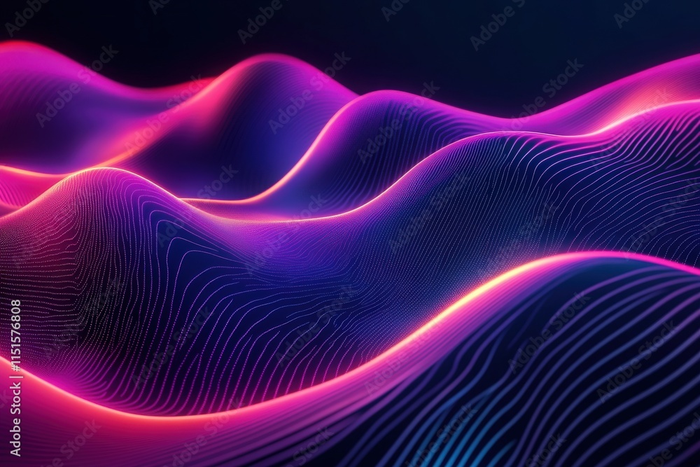 Bright, colorful waves undulate in a dark background, showcasing intricate lines and glowing patterns. The vibrant hues of purple, pink, and blue create an ethereal atmosphere. Bright, colorful waves undulate in a dark background, showcasing intricate lines and glowing patterns. The vibrant hues of purple, pink, and blue create an ethereal atmosphere.