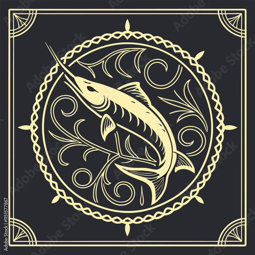 collection of fishing emblems, labels, badges, logos.