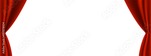 Vector realistic red velvet open curtains isolated on transparent background. Vector EPS 10