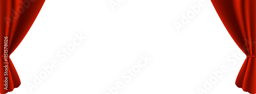 Vector realistic red velvet open curtains isolated on transparent background. Vector EPS 10