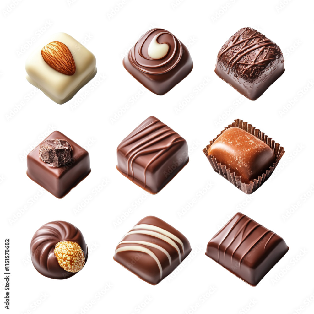 PNG Stack of Different Chocolates on Transparent Background - Ai Generated PNG Stack of Different Chocolates on Transparent Background - Ai Generated